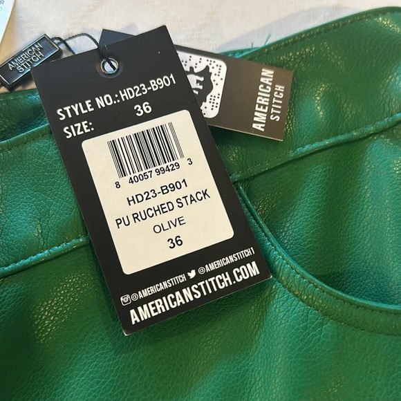 AMERICAN STITCH Men’s Stretch Faux Leather Cargo Pants green size‎ 36 NWT - Picture 4 of 5